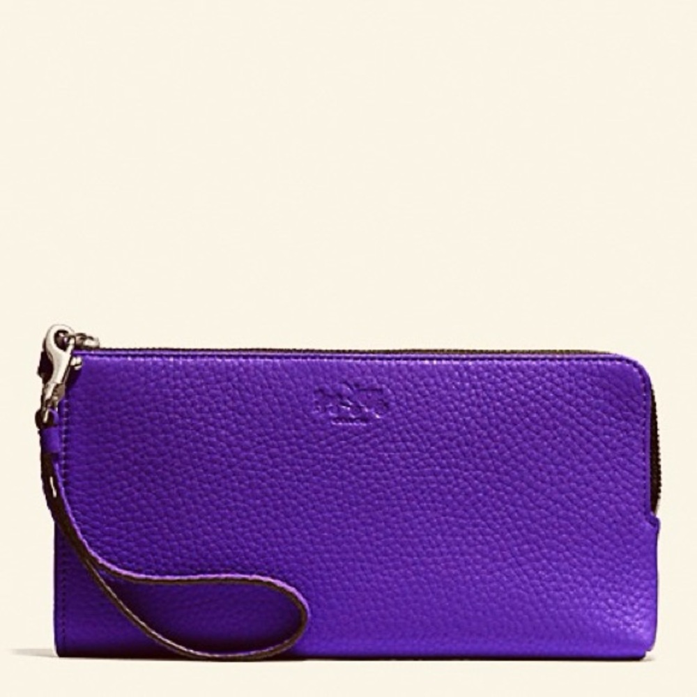 NEW COACH BLEECKER L ZIP WALLET IN PURPLE IRIS - Picture 2 of 15